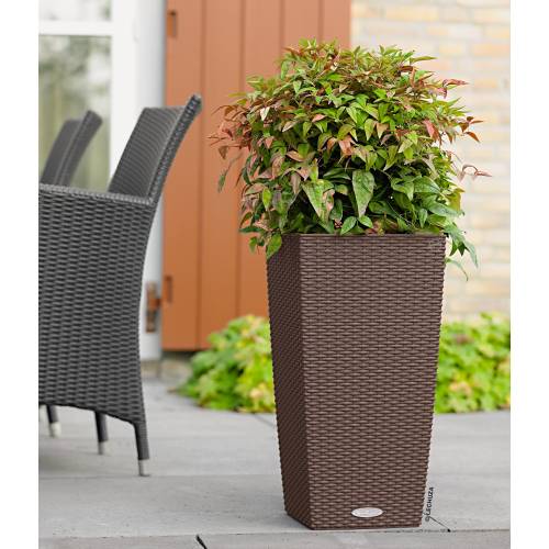 Lechuza Cubico Cottage 30 Moka - Vaso Portavaso Con Sistema Di Irrigazione Integrato E Inserti Estraibili